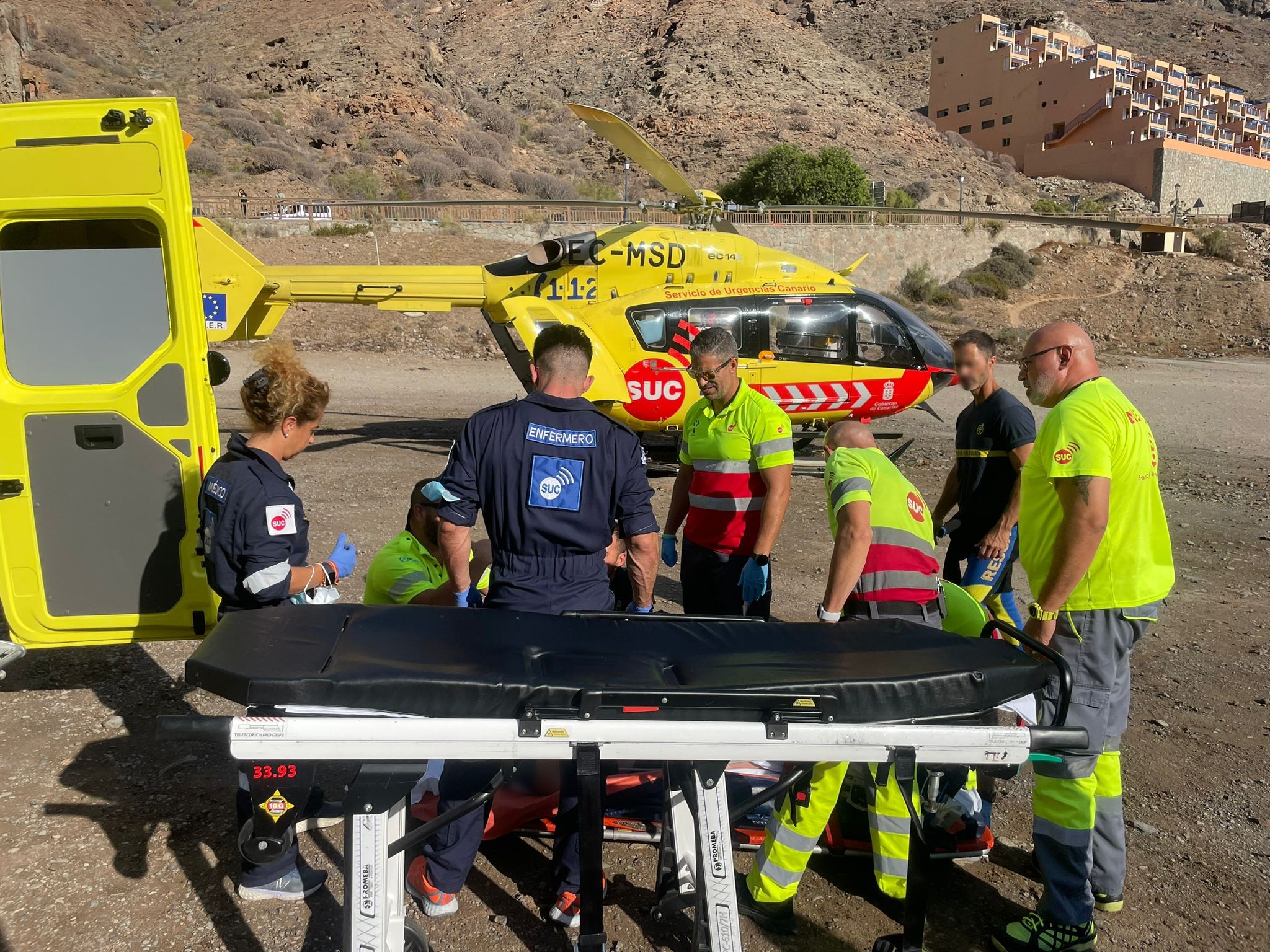 Víctima de parada cardiaca en tauro evacuada en helicóptero desde Taurito : Noticias de Canarias