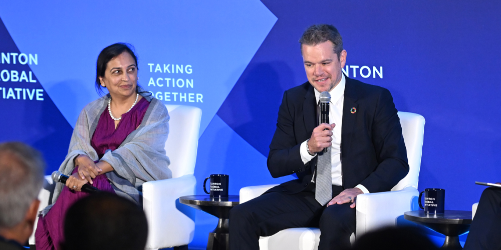 Matt Damon habla sobre la crisis del agua durante la reunión de la Iniciativa Global Clinton