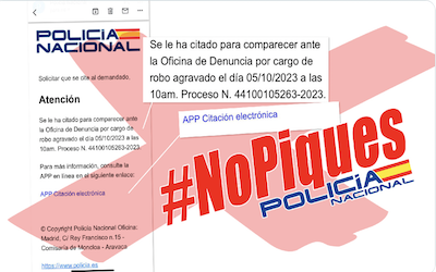 Engaño por correo electrónico de la Policía Nacional |  Noticias Gaceta Costa Tropical