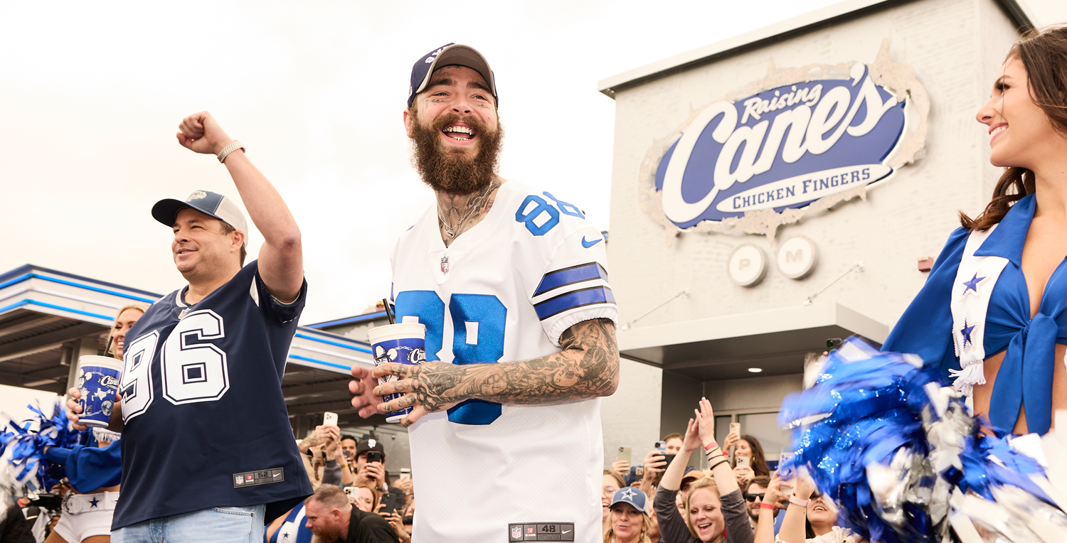 ¡Post Malone se asocia con los Dallas Cowboys para abrir una ubicación especial para Raising Cane en Texas!