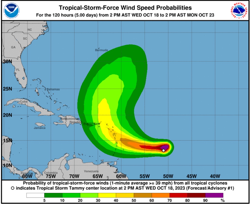 Tammy se convierte en tormenta tropical y amenaza al Caribe con fuertes lluvias y vientos