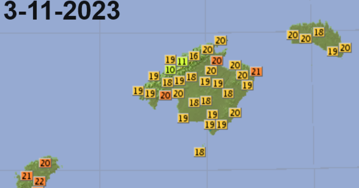 El tiempo en Mallorca para el sábado 4 de noviembre del 2023