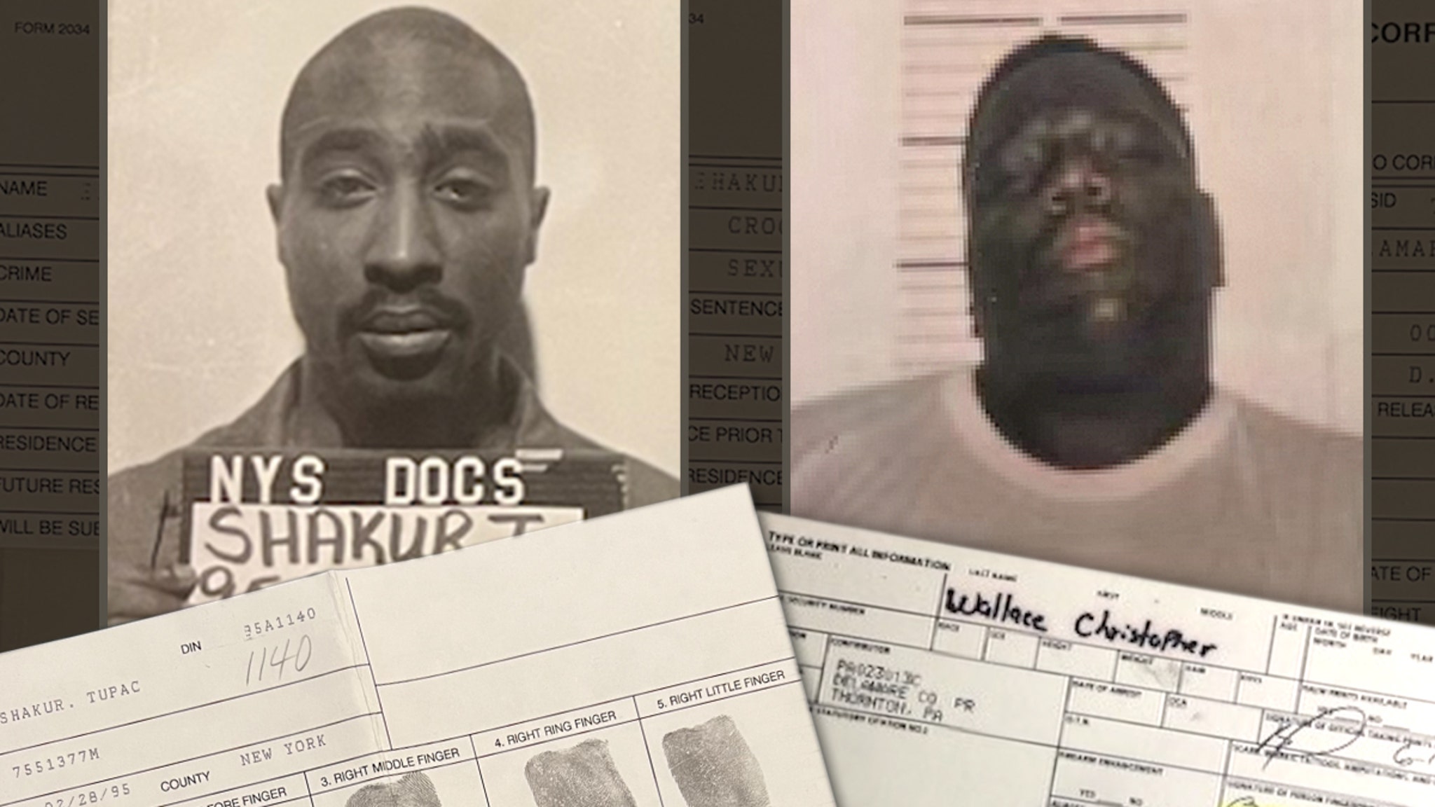 Tarjetas de huellas dactilares de arresto firmadas por Tupac y Biggie a la venta
