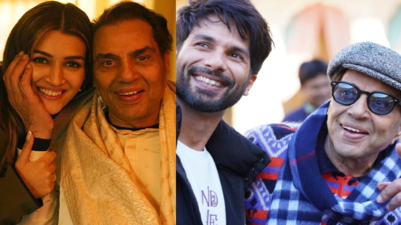 Shahid Kapoor-Kriti Sanon comparte fotos de BTS con el cumpleañero Dharmendra del set de su película sin título