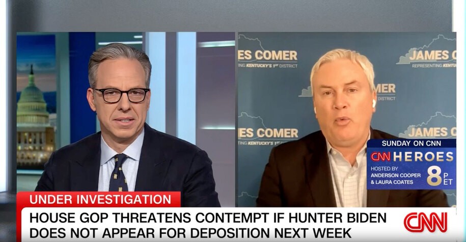 Comer ni siquiera lo intenta mientras Jake Tapper se burla de su teoría de la conspiración de Biden en la televisión en vivo