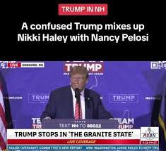 Los signos del deterioro mental de Donald Trump son abundantes.  Su comportamiento público es extraño y autosaboteador.  Necesita los votos de las mujeres, pero continúa mostrando arrebatos abusivos hacia E. Jean Carroll, de 80 años.  Confundió a Nikki Haley con Nancy Pelosi, lanzó una queja extraña acerca de que el maíz no es un líquido y dijo erróneamente que el presidente de la Cámara es responsable de la seguridad en el Capitolio.  Haley dice: “Necesitamos un presidente que esté en la cima de su juego”.