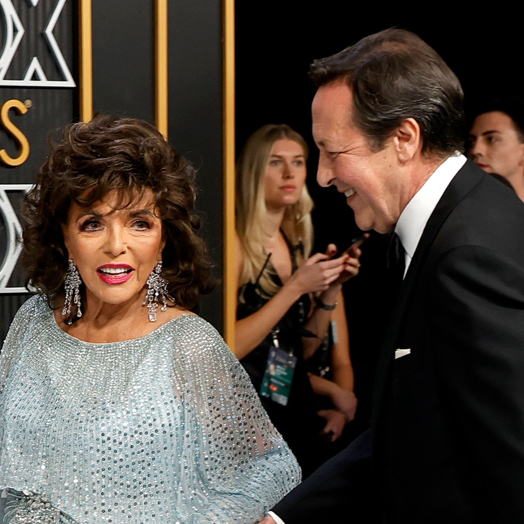 Joan Collins y su esposo Percy Gibson tienen una rara cita nocturna en los Emmy