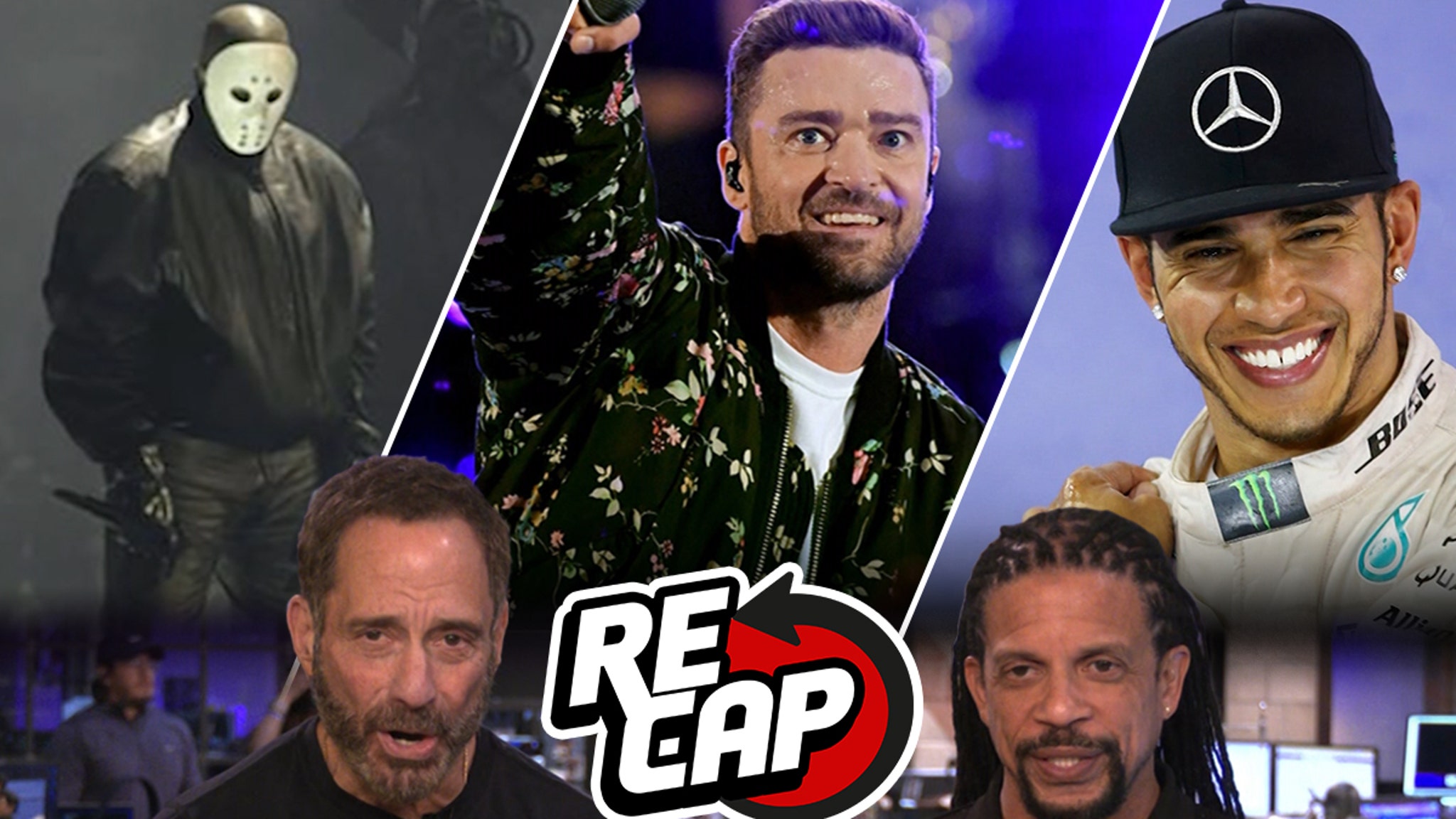 Resumen de TMZ TV: Justin contra Britney, la nueva máscara de Kanye, Lewis deja Mercedes