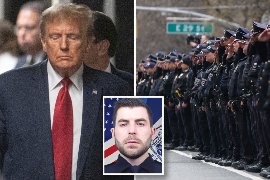Donald Trump, es el rey de las fotografías falsas.  Asistió al funeral del oficial de policía de Nueva York para demostrar a sus seguidores que él es el candidato de la ley y el orden que ama a la policía.  La verdad: ha denigrado a la policía del Capitolio que fue asesinada y brutalizada físicamente el 6 de enero por sus seguidores.  Además, no asistió a ninguno de los funerales de los policías que murieron como resultado de su insurrección planificada.