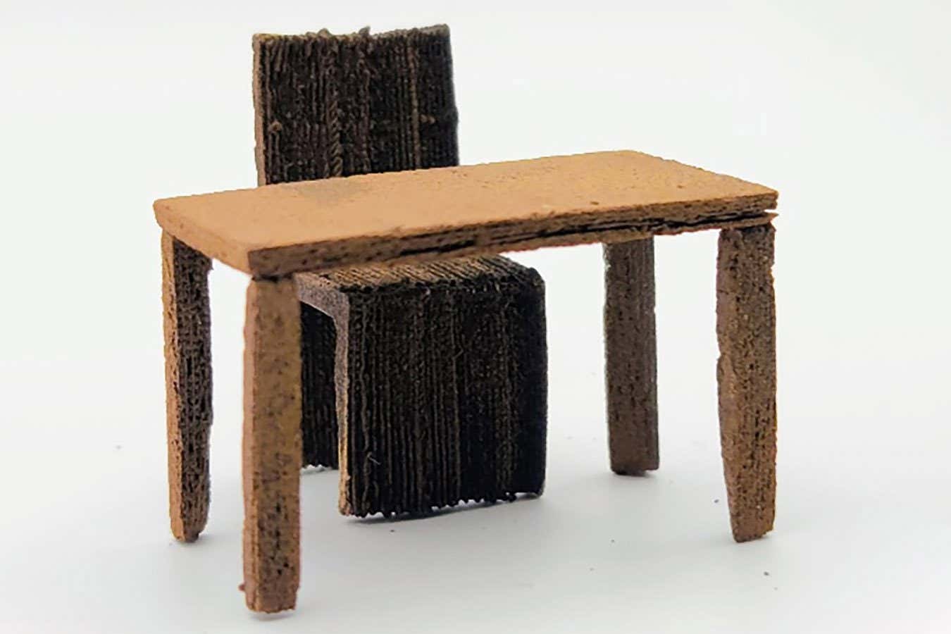 Muebles en miniatura impresos en 3D con tinta hecha de madera reciclada