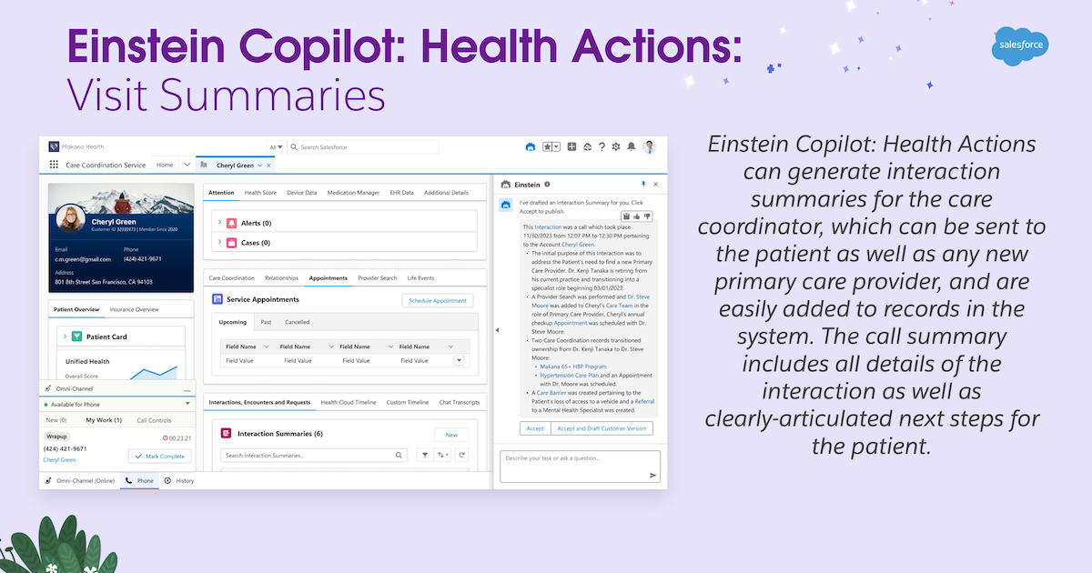 Salesforce lanza plataforma de datos sanitarios Einstein Copilot: Health Actions