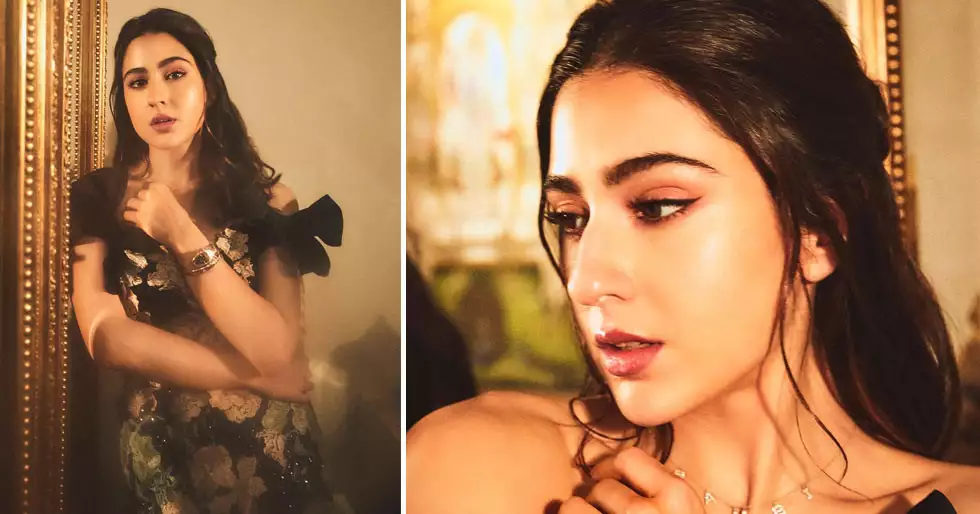 En fotos: Sara Ali Khan lució un vestido floral con volantes para el estreno de Murder Mubarak