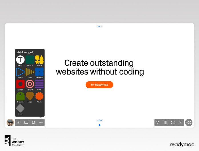 Readymag nominada a los Webby Awards junto a Adobe y Vimeo como mejor herramienta digital para la producción creativa