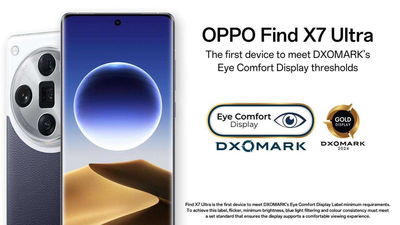 OPPO Find X7 Ultra es el primero en lograr la etiqueta de visualización DXOMARK Eye Comfort