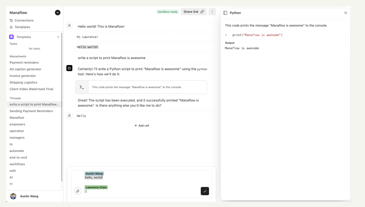 Manaflow: automatización de flujos de trabajo que involucran análisis de datos, llamadas API y acciones comerciales