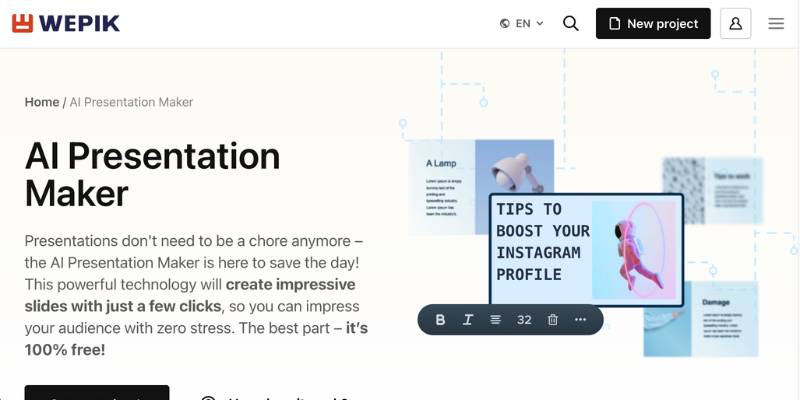 Precios, ventajas, desventajas, características y alternativas de WePik Presentation Maker