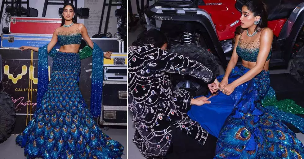 Shikhar Pahariya arregla el vestido de Janhvi Kapoor en el Sangeet de Anant-Radhika