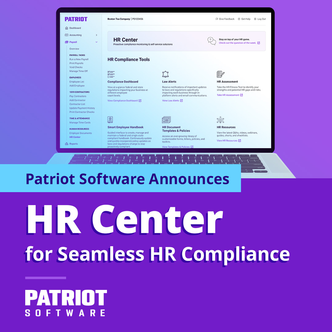 Otro paso audaz de Patriot Software: Centro de recursos humanos gratuito para nóminas y recursos humanos