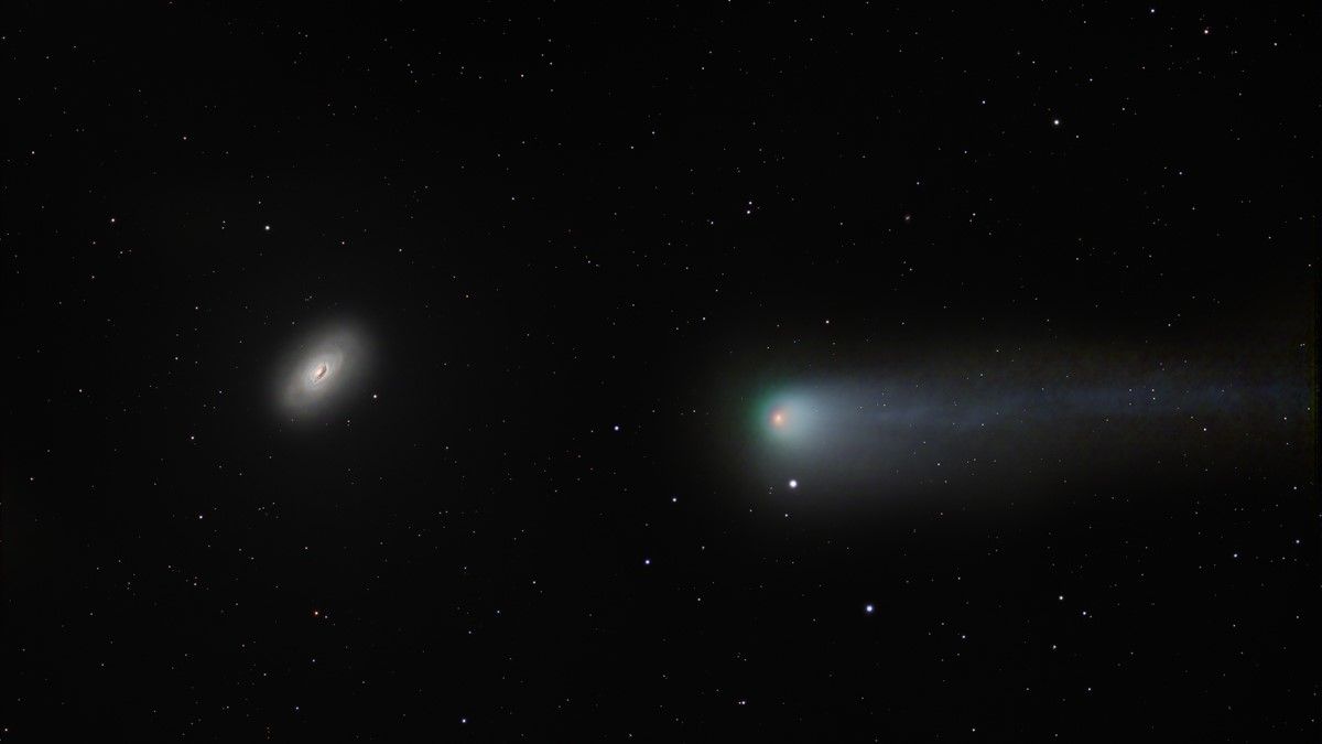 Un astrofotógrafo capta el cometa 13P/Olbers y la galaxia Ojo Negro M64 con asombrosos detalles (foto)
