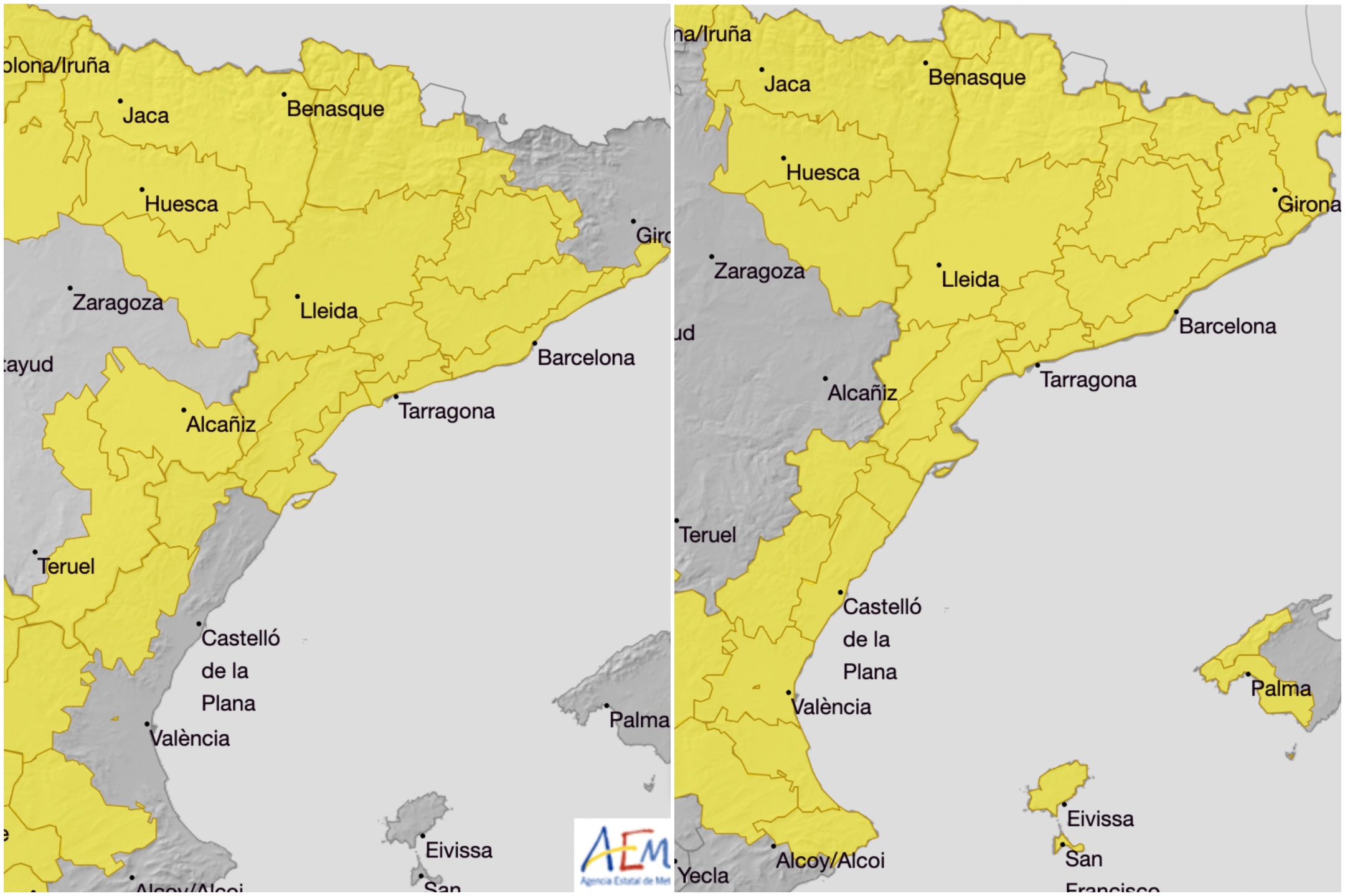 Avisos meteorológicos por granizo, lluvia y tormentas en los principales puntos turísticos de España este fin de semana, incluidos Barcelona, ​​Alicante, Ibiza y Mallorca