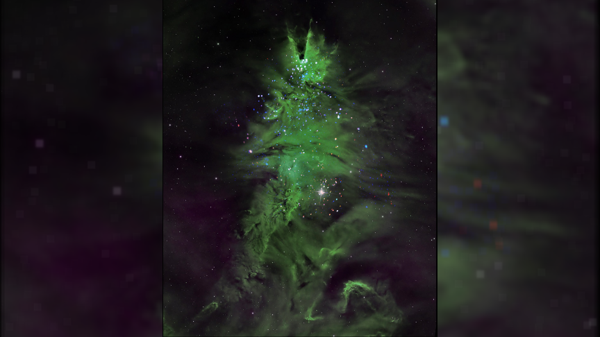 Los telescopios espaciales de la NASA le dan al Christmas Tree Cluster un cambio de imagen festivo (fotos)