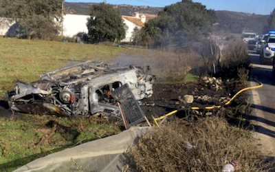 Quemado vivo en accidente de tráfico