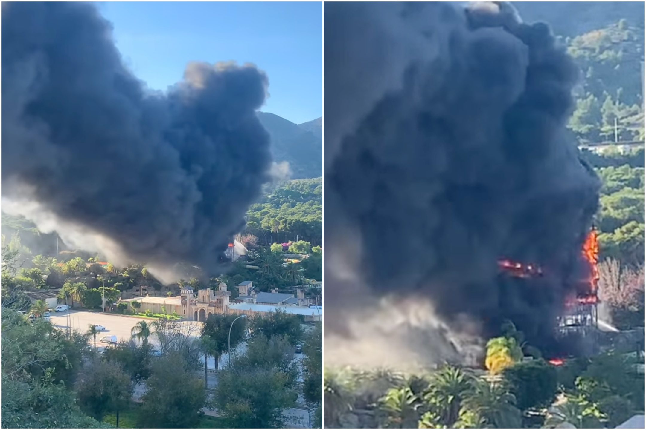 MIRAR: Un gran incendio arrasa un popular parque acuático en la Costa del Sol de España, antes de las renovaciones planificadas