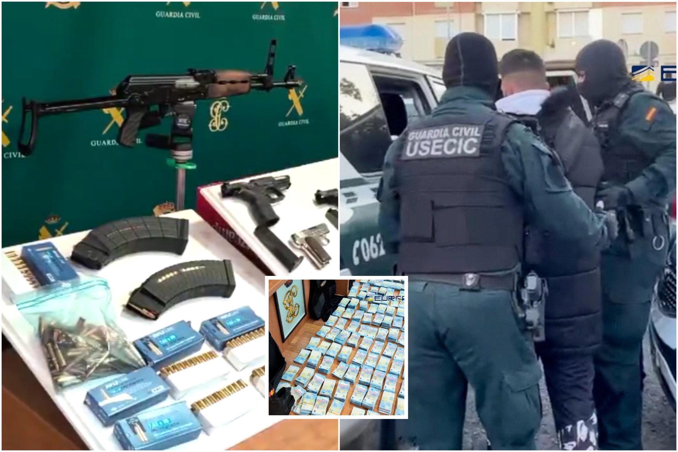 Ver: Policías armados con equipo antidisturbios confiscan armas de guerra y montones de dinero en efectivo durante redadas contra un cartel “poderoso” en la Andalucía española
