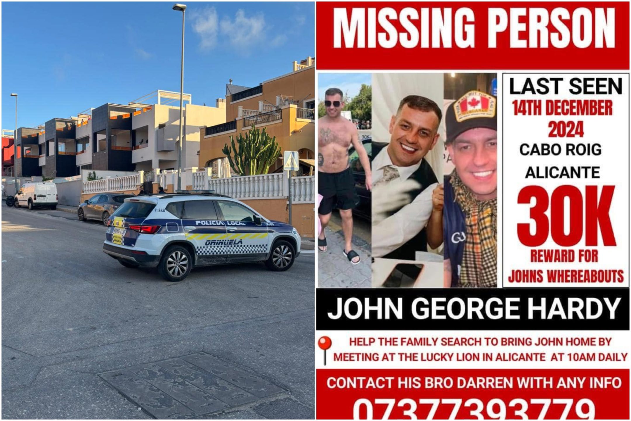 John Hardy: La familia del hombre desaparecido de Belfast ofrece una recompensa de 36.000 euros mientras la policía española ‘busca una propiedad’ dos semanas después de su desaparición de Alicante