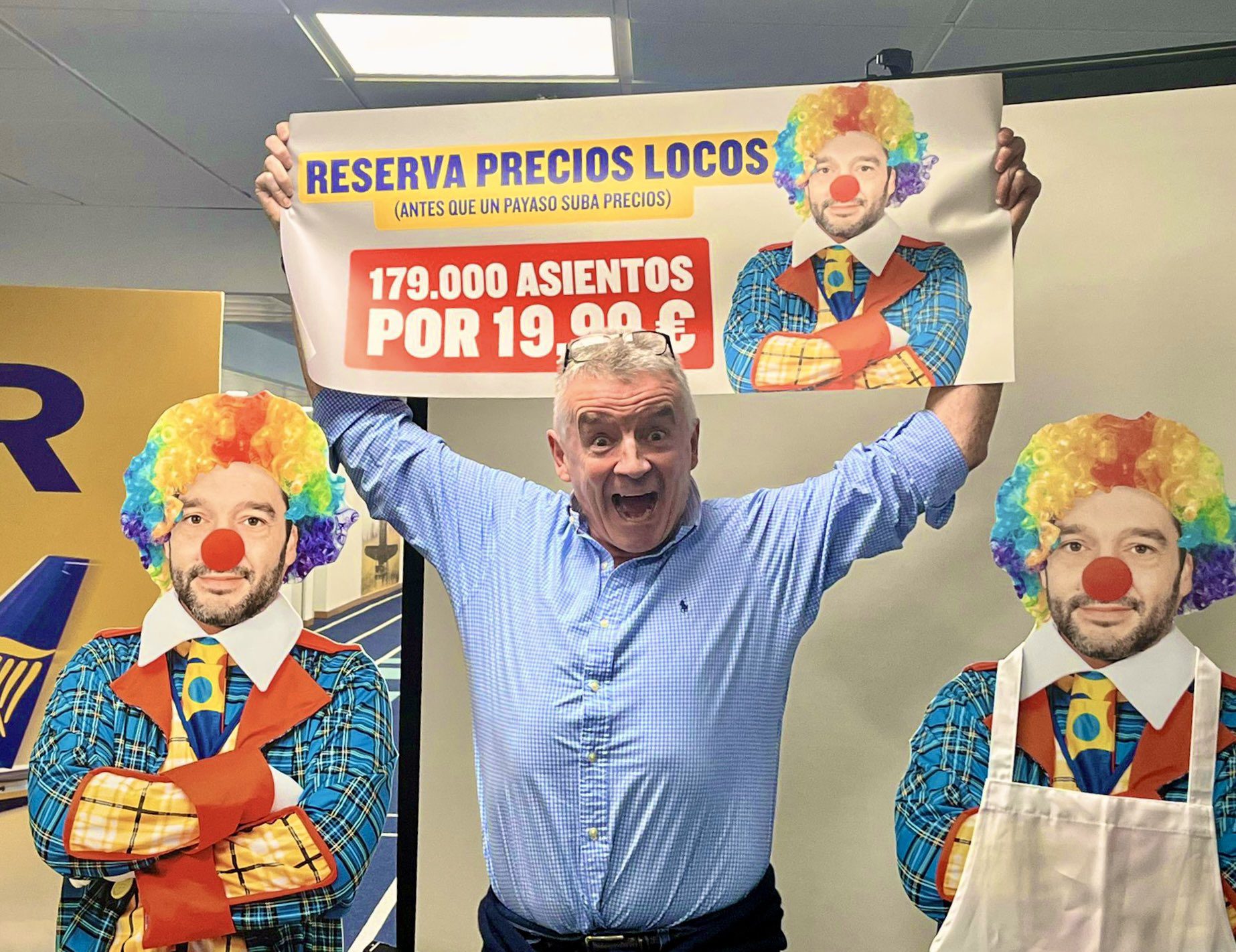 Ryanair Stokes Row con España: el jefe Michael O’Leary viste al ministro español como un payaso en el nuevo ‘mensaje’ después de multas de equipaje de mano gigantesca