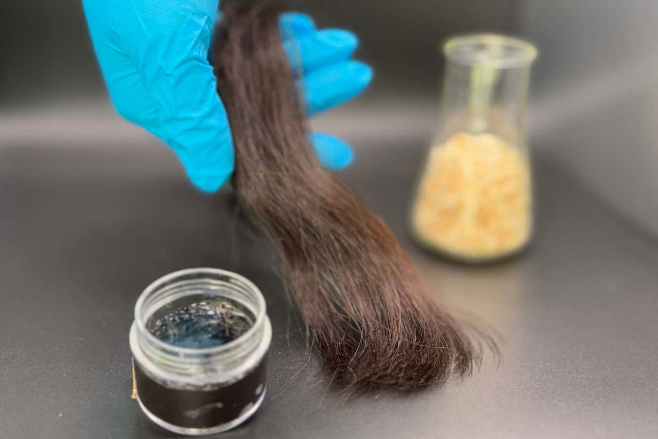 El acondicionador de cabello hecho de madera es negro y maloliente, pero ecológico