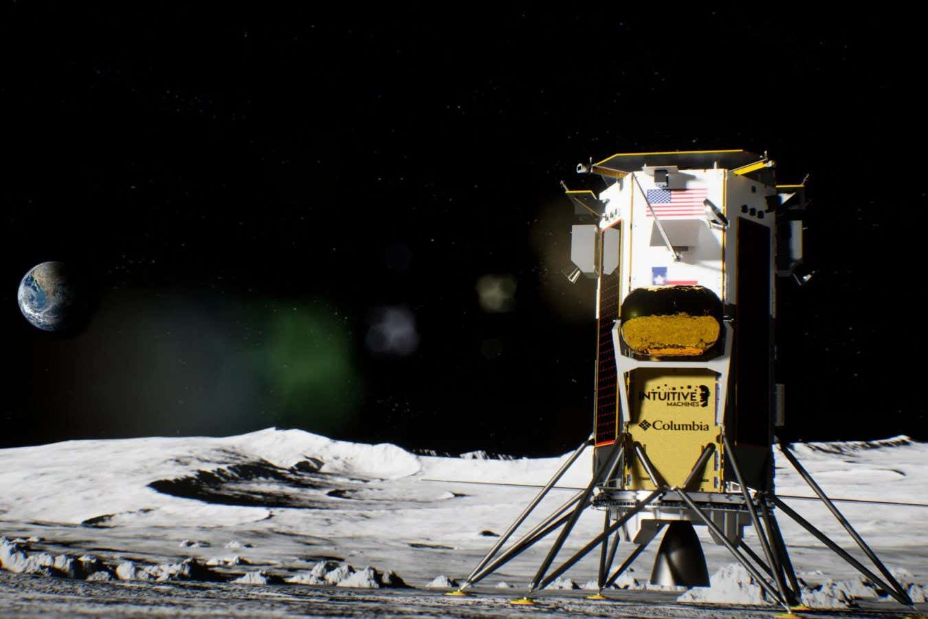El terreno lunar de la máquina intuitiva Athena se desprendió a la luna