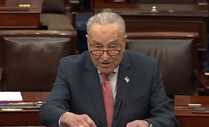 Un grupo de demócratas del Senado cueva sin espinilla y patéticamente a Trump