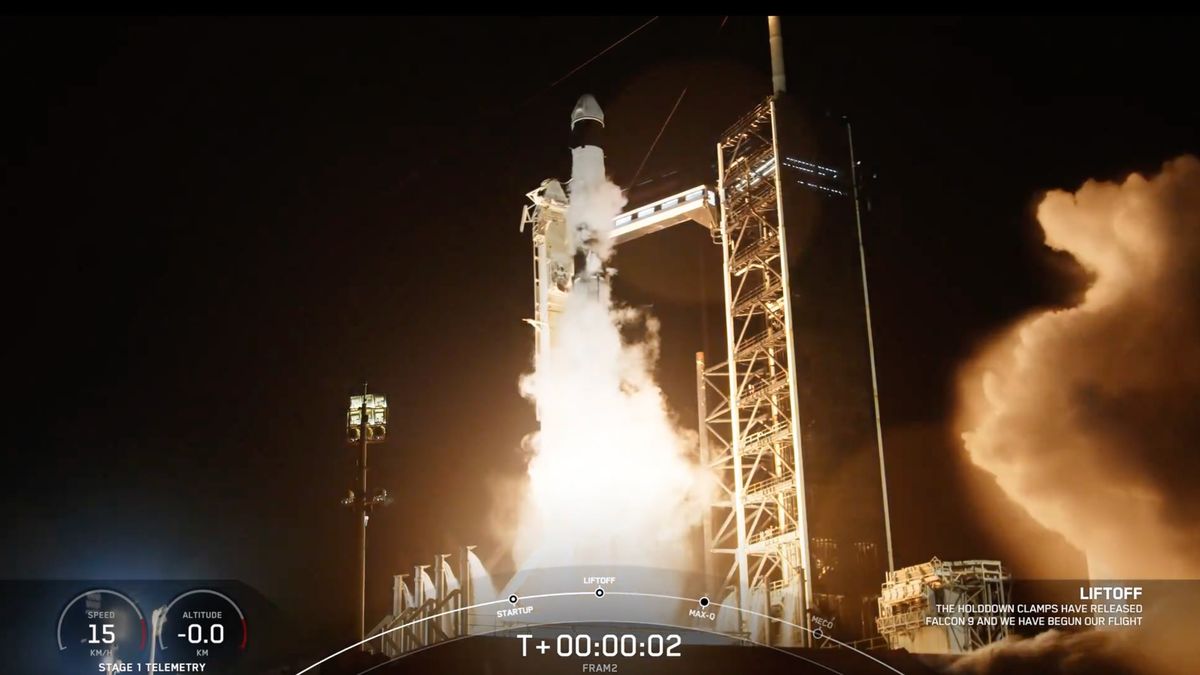 SpaceX lanza astronautas privadas de fram2 en el vuelo espacial histórico sobre los polos de la Tierra