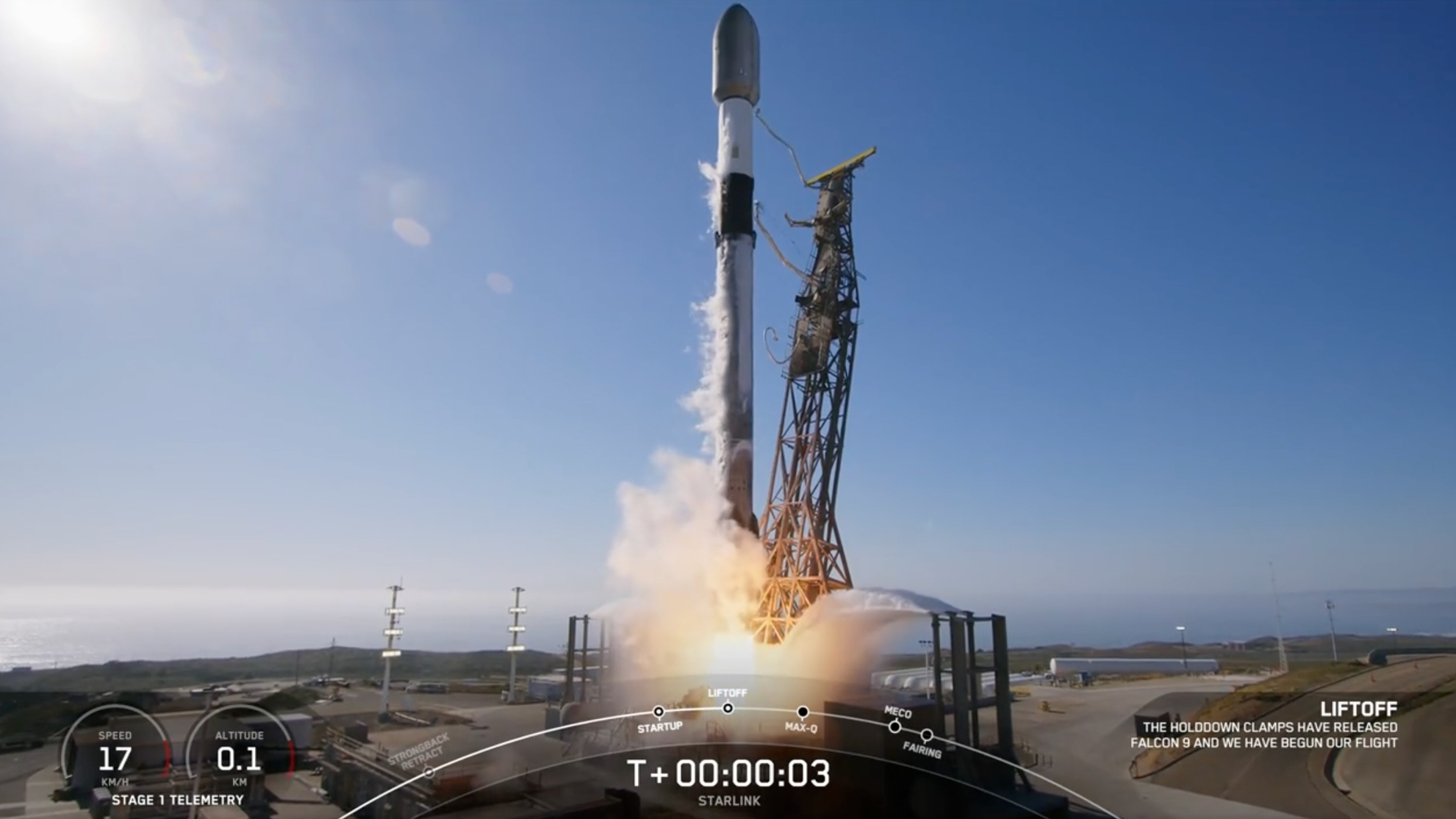 SpaceX Falcon 9 Rocket lanza satélites Starlink desde California, aterriza en el barco en el mar