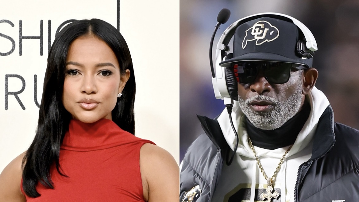 Karrueche Tran al lado de Deion Sanders en medio de la eliminación de la vejiga