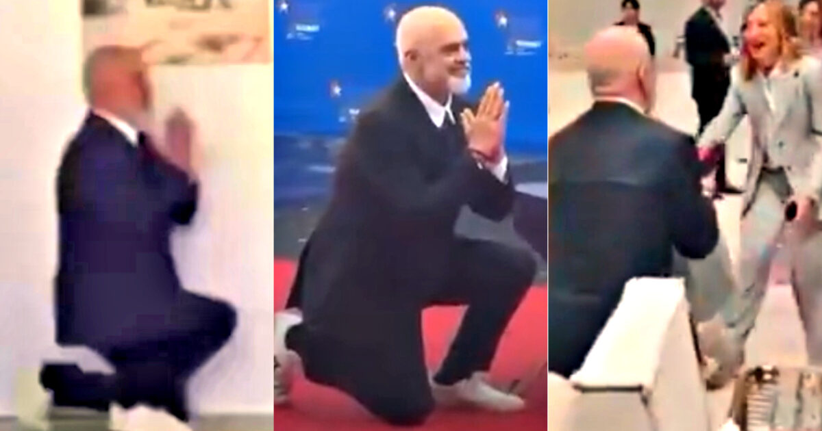Es el único amor: por tercera vez, el primer ministro albanés Edi Rama cae sobre una rodilla y se une a las manos en postura de oración al conocer a la Italia Giorgia Meloni – (Mira los tres) | El experto de la puerta de entrada