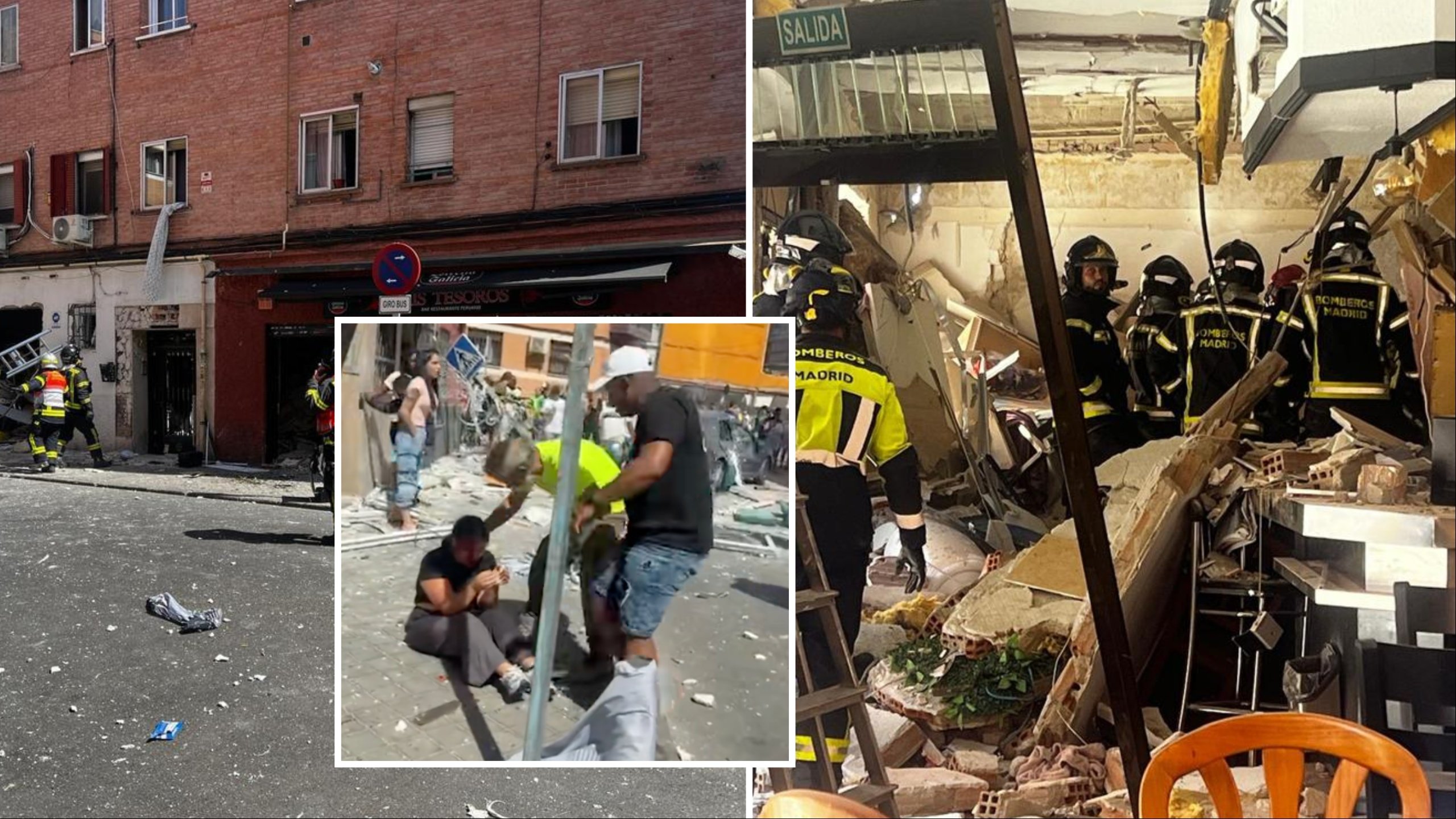 Mira: escenas impactantes mientras explosión se rasga a través del bar en el suburbio de Madrid lesionando docenas